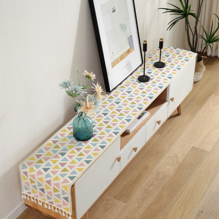 Home TV Cabinet Shoe Cabinet Chenille Polyester Tassel Tablecloth, Size: 35x140cm