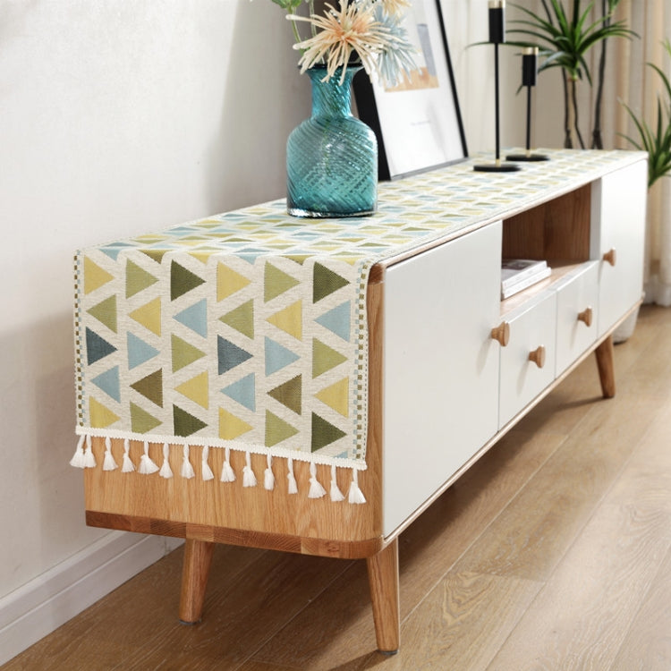 Home TV Cabinet Shoe Cabinet Chenille Polyester Tassel Tablecloth, Size: 35x140cm