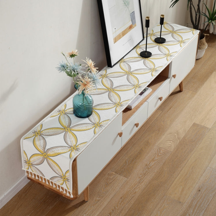 Home TV Cabinet Shoe Cabinet Chenille Polyester Tassel Tablecloth, Size: 35x180cm