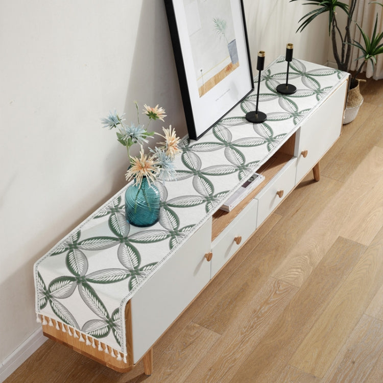 Home TV Cabinet Shoe Cabinet Chenille Polyester Tassel Tablecloth, Size: 35x220cm