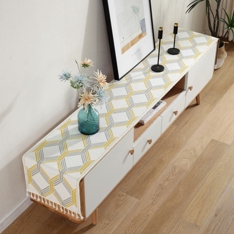 Home TV Cabinet Shoe Cabinet Chenille Polyester Tassel Tablecloth, Size: 35x220cm