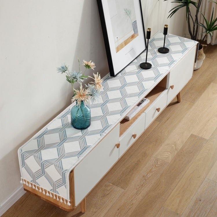 Home TV Cabinet Shoe Cabinet Chenille Polyester Tassel Tablecloth, Size: 35x220cm
