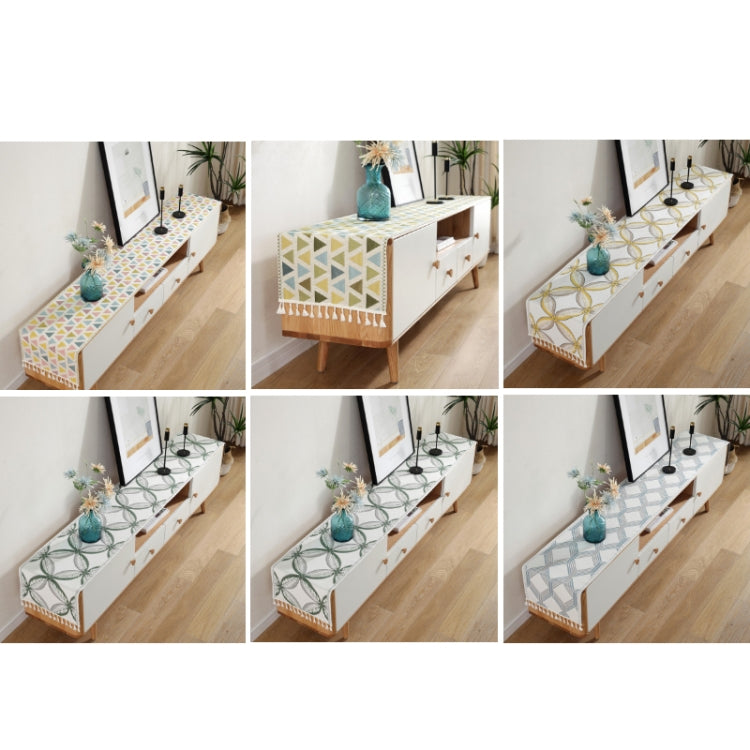Home TV Cabinet Shoe Cabinet Chenille Polyester Tassel Tablecloth, Size: 35x250cm
