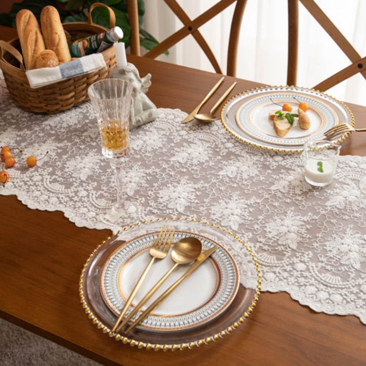 Romantic Lace Embroidered Table Runner Wedding Decoration, Size: 40x260cm