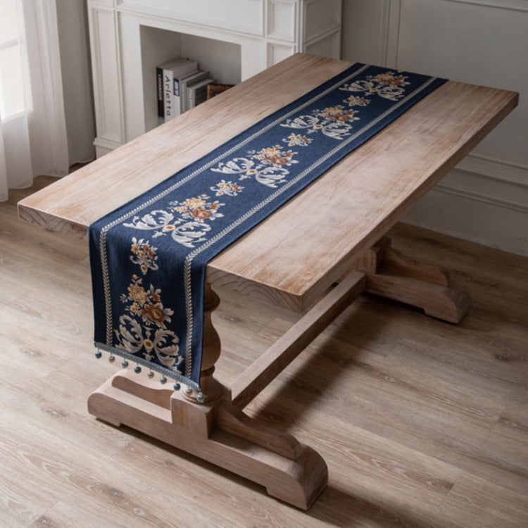 Home Vintage Flower Chenille Beads Table Runner, Size: 32x180cm