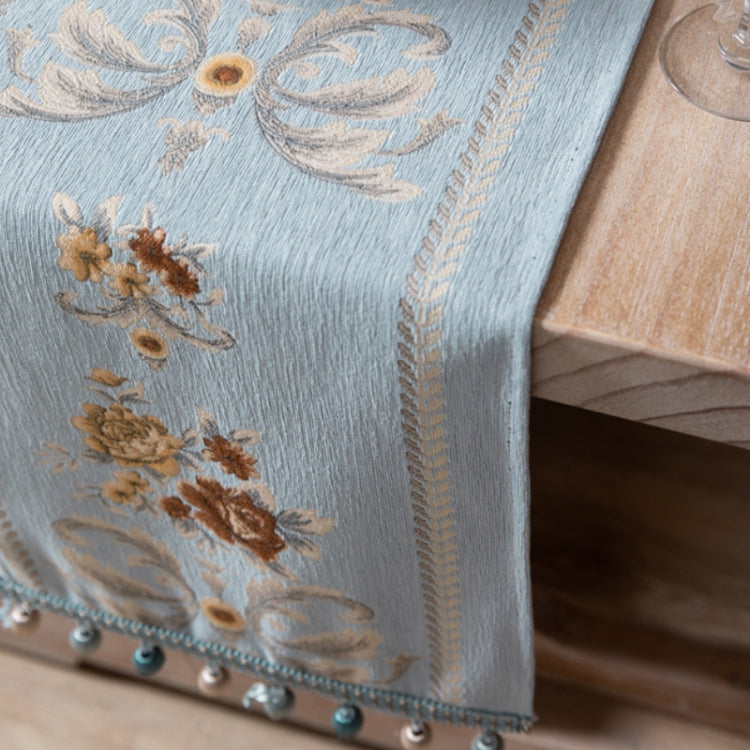 Home Vintage Flower Chenille Beads Table Runner, Size: 32x260cm