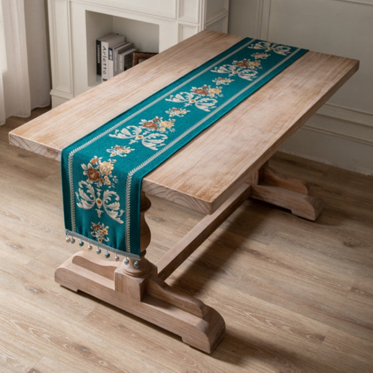 Home Vintage Flower Chenille Beads Table Runner, Size: 32x300cm