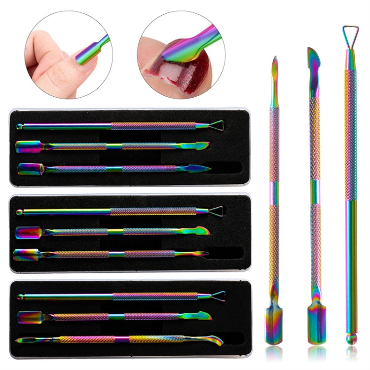3 PCS / Set Gold-Plated Beauty Steel Push Stainless Steel To Dead Skin Tool(GT-02)