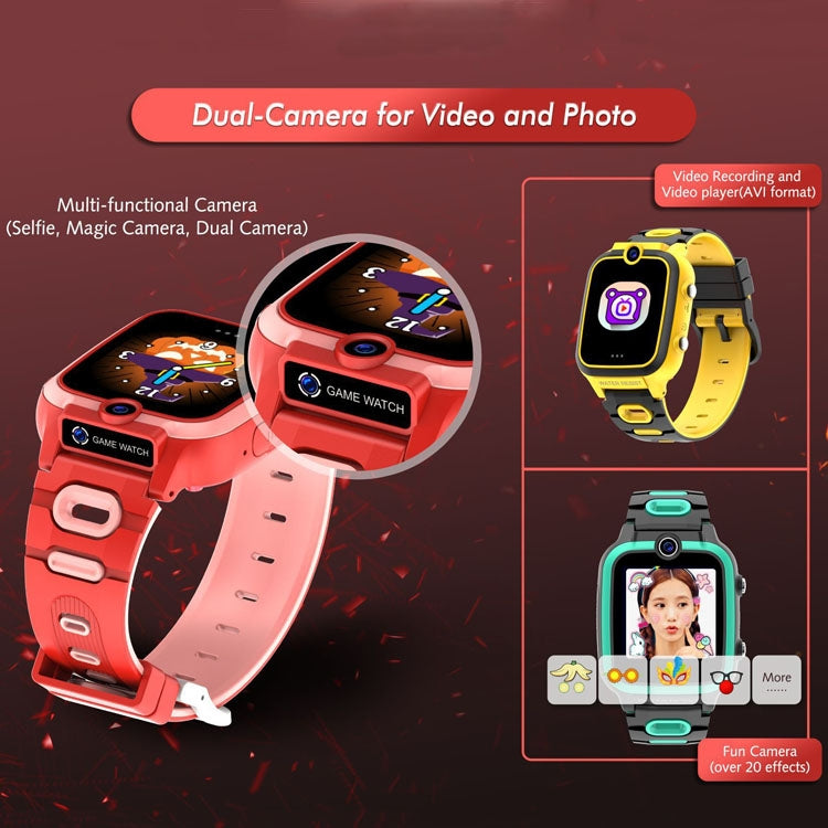 M67 Intellectual Game MP3 Step Double HD Camera Children Watch(Yellow)