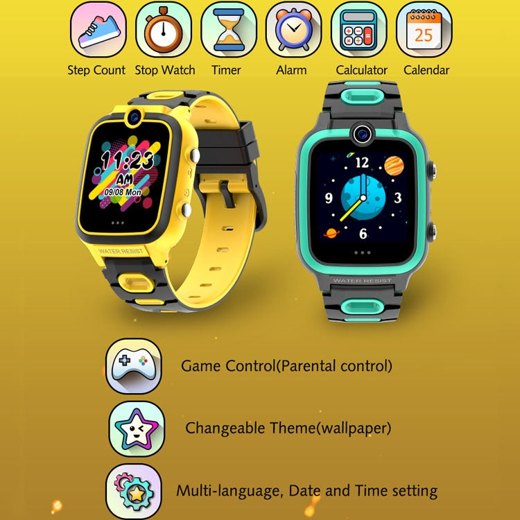 M67 Intellectual Game MP3 Step Double HD Camera Children Watch(Yellow)