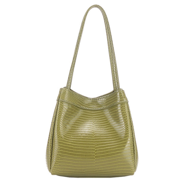 Vintage Small Square Bag Leather Simple Bucket Bag Fashion Lizard Tanker Shoulder Bag