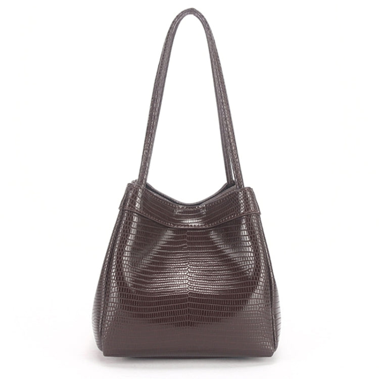 Vintage Small Square Bag Leather Simple Bucket Bag Fashion Lizard Tanker Shoulder Bag