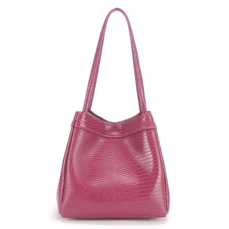 Vintage Small Square Bag Leather Simple Bucket Bag Fashion Lizard Tanker Shoulder Bag