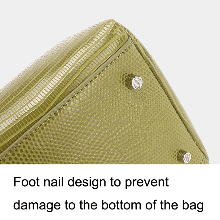 Vintage Small Square Bag Leather Simple Bucket Bag Fashion Lizard Tanker Shoulder Bag