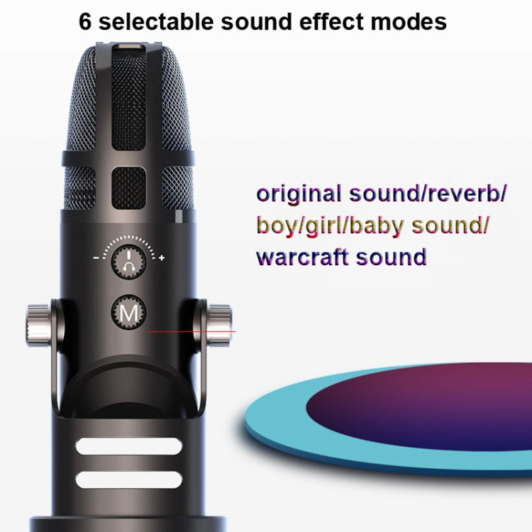 M9 RGB Condenser Microphone Built-in Sound Card,Style: Computer+Type-C