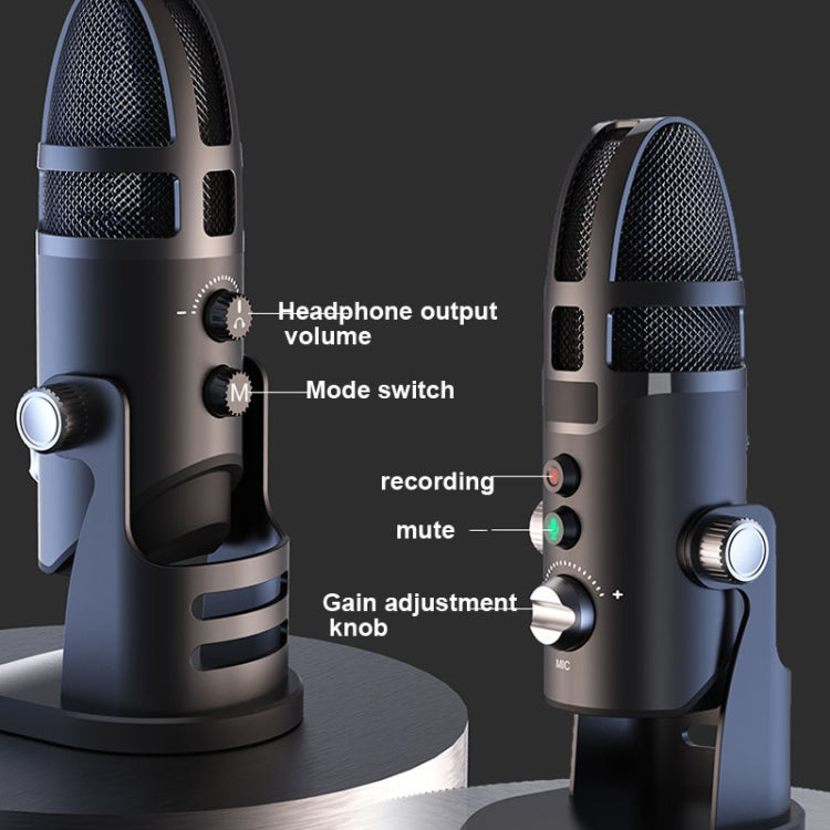 M9 RGB Condenser Microphone Built-in Sound Card,Style: Computer+Type-C