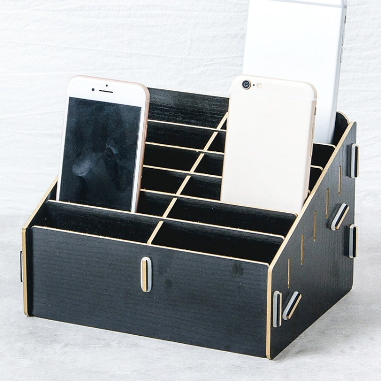D-86 Office Conference Classroom Mobile Phone Storage Box, Style: 12 Grids (Black Oak)