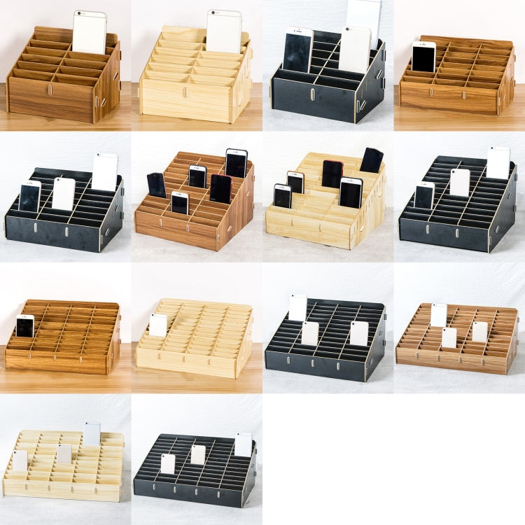 D-86 Office Conference Classroom Mobile Phone Storage Box, Style: 12 Grids (Black Oak)