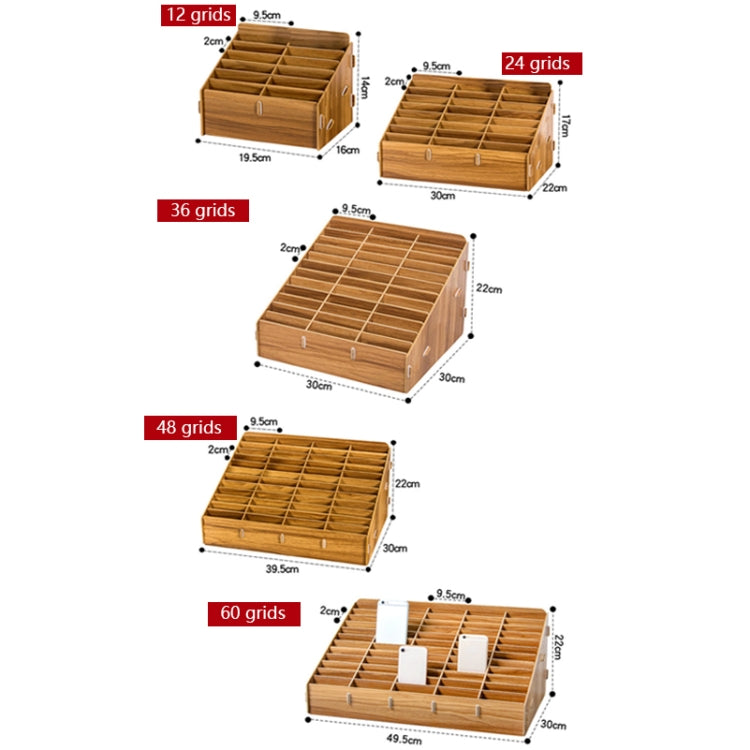 D-86 Office Conference Classroom Mobile Phone Storage Box, Style: 36 Grids (Oak)