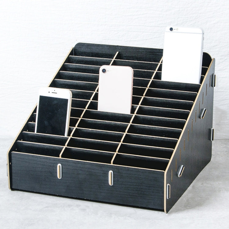 D-86 Office Conference Classroom Mobile Phone Storage Box, Style: 36 Grids (Black Oak)