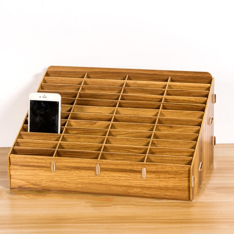 D-86 Office Conference Classroom Mobile Phone Storage Box, Style: 48 Grids (Walnut)