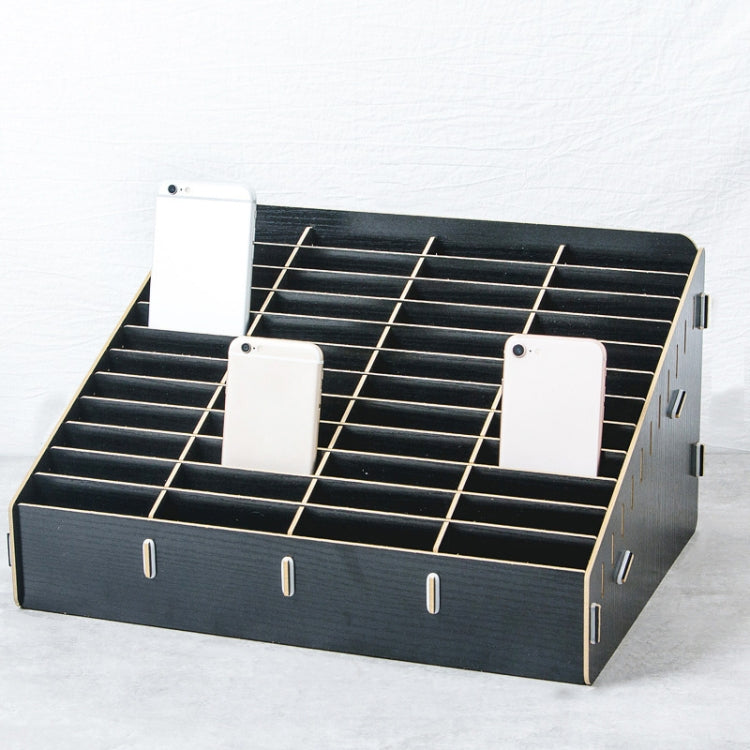 D-86 Office Conference Classroom Mobile Phone Storage Box, Style: 48 Grids (Black Oak)