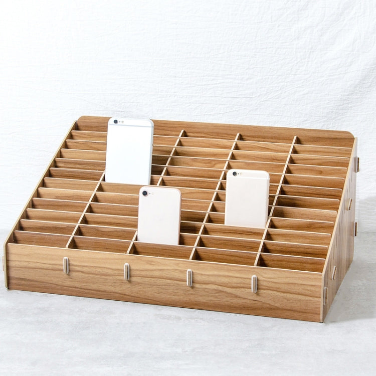 D-86 Office Conference Classroom Mobile Phone Storage Box, Style: 60 Grids (Walnut)