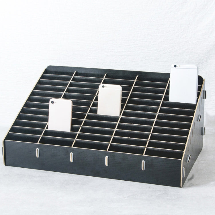 D-86 Office Conference Classroom Mobile Phone Storage Box, Style: 60 Grids (Black Oak)