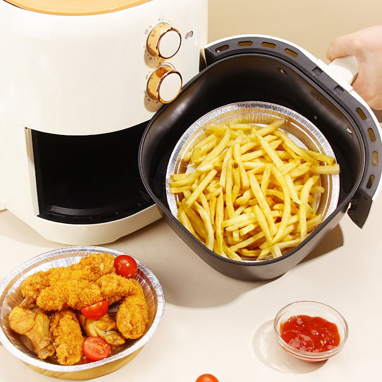 50 PCS / Set Thickened Circular Baking Tray Grilled Meat Paper, Specification:  7 inch(Silver White)