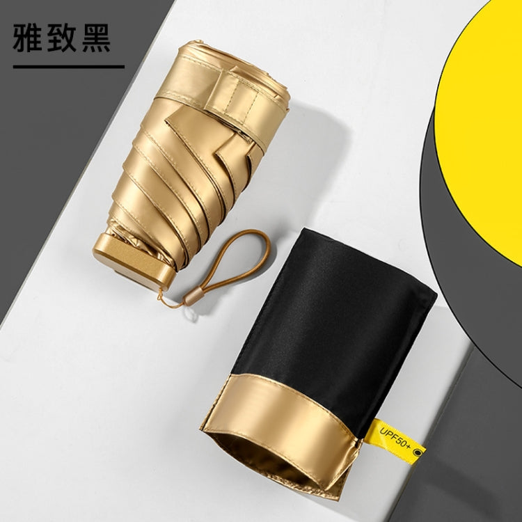 Small Golden Umbrella Titanium Alloy Flat Umbrella Mini Sun And Rain Umbrella Sunshade