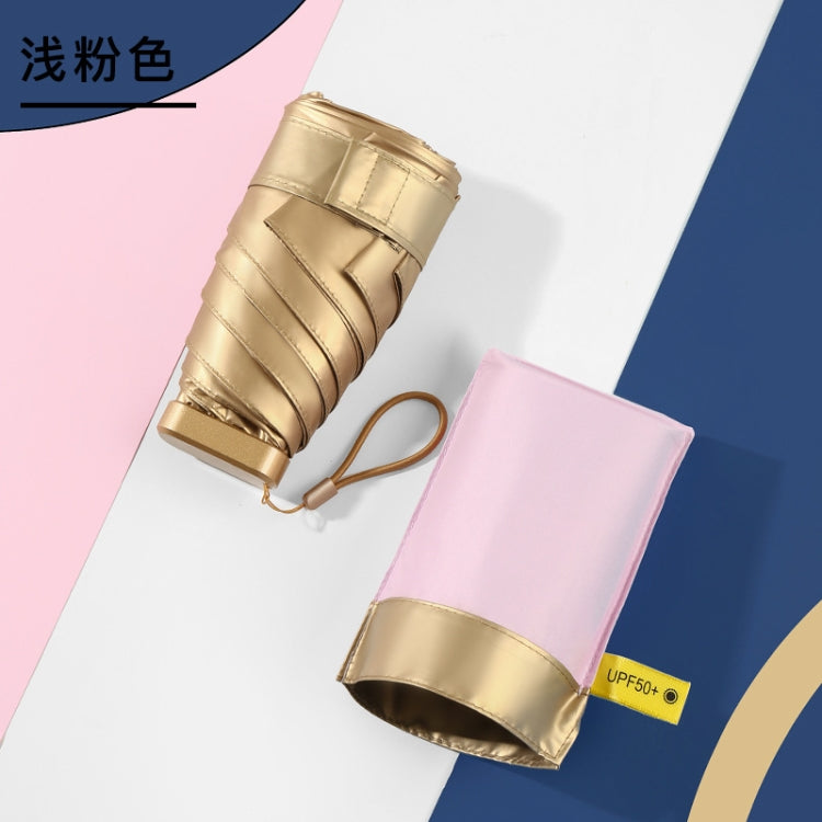 Small Golden Umbrella Titanium Alloy Flat Umbrella Mini Sun And Rain Umbrella Sunshade