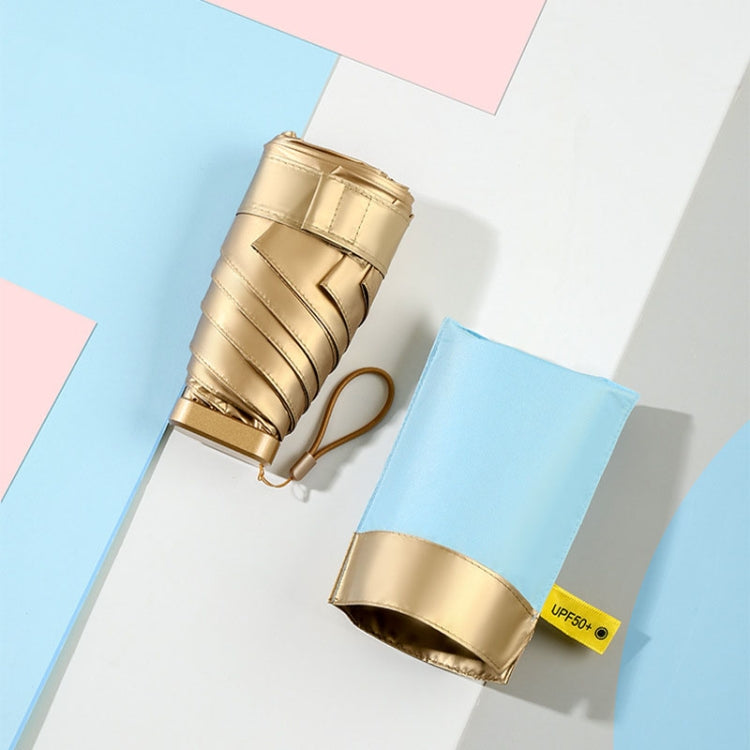 Small Golden Umbrella Titanium Alloy Flat Umbrella Mini Sun And Rain Umbrella Sunshade