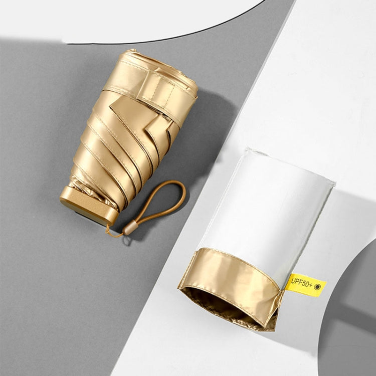 Small Golden Umbrella Titanium Alloy Flat Umbrella Mini Sun And Rain Umbrella Sunshade