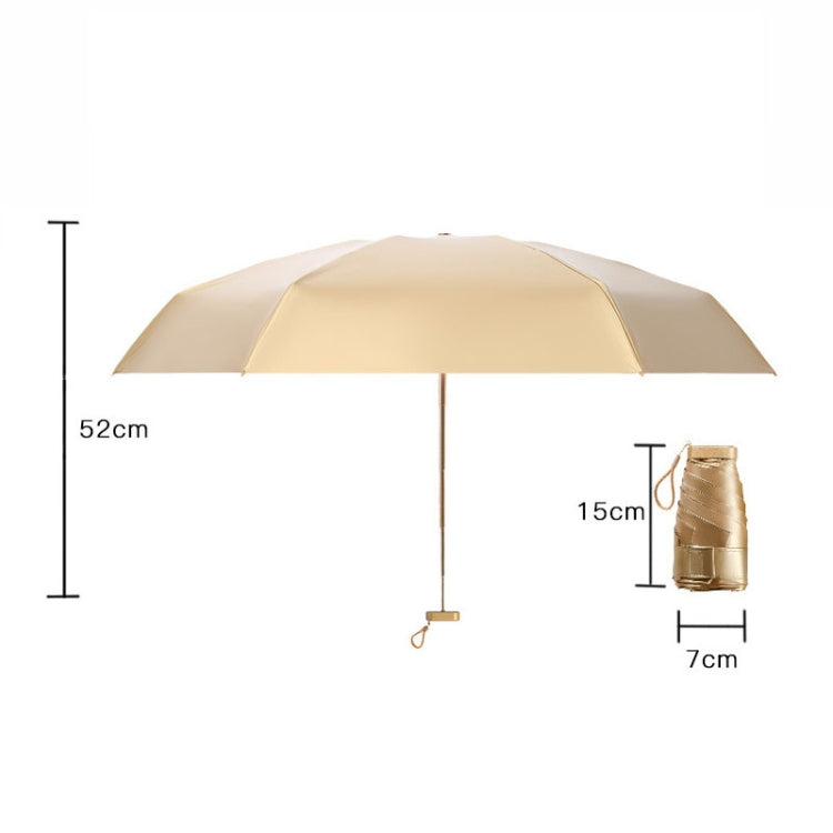 Small Golden Umbrella Titanium Alloy Flat Umbrella Mini Sun And Rain Umbrella Sunshade