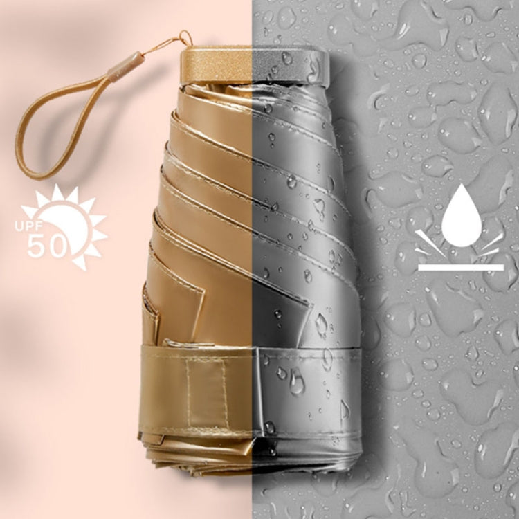 Small Golden Umbrella Titanium Alloy Flat Umbrella Mini Sun And Rain Umbrella Sunshade