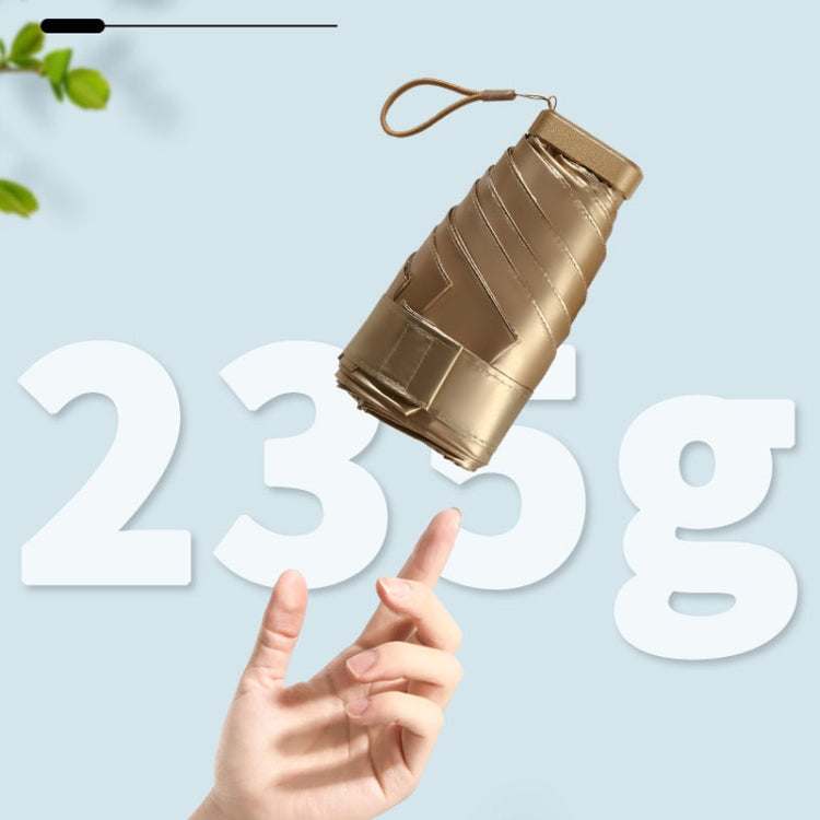 Small Golden Umbrella Titanium Alloy Flat Umbrella Mini Sun And Rain Umbrella Sunshade
