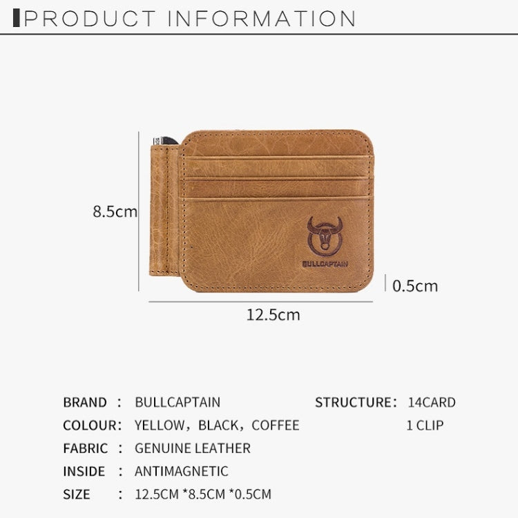 BULL CAPTAIN 18 Card Position First Layer Cowhide Ultra-thin Coin Purse Card Holder