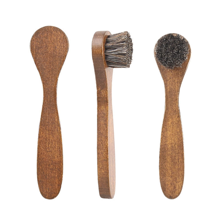 4 PCS Long Handle Horse Mane Glow Surface Leather Shoes Cleaning Brush(Brown)