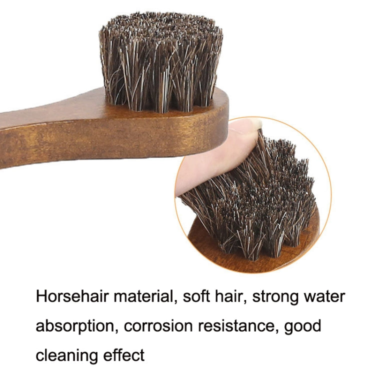 4 PCS Long Handle Horse Mane Glow Surface Leather Shoes Cleaning Brush(Brown)