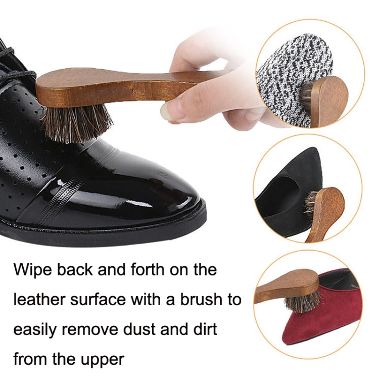 4 PCS Long Handle Horse Mane Glow Surface Leather Shoes Cleaning Brush(Brown)