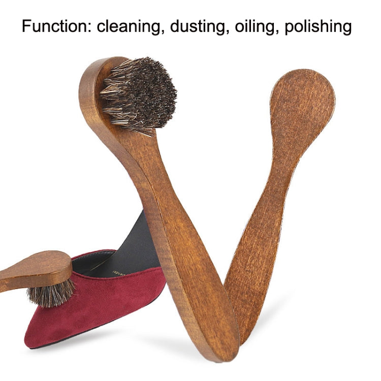 4 PCS Long Handle Horse Mane Glow Surface Leather Shoes Cleaning Brush(Brown)