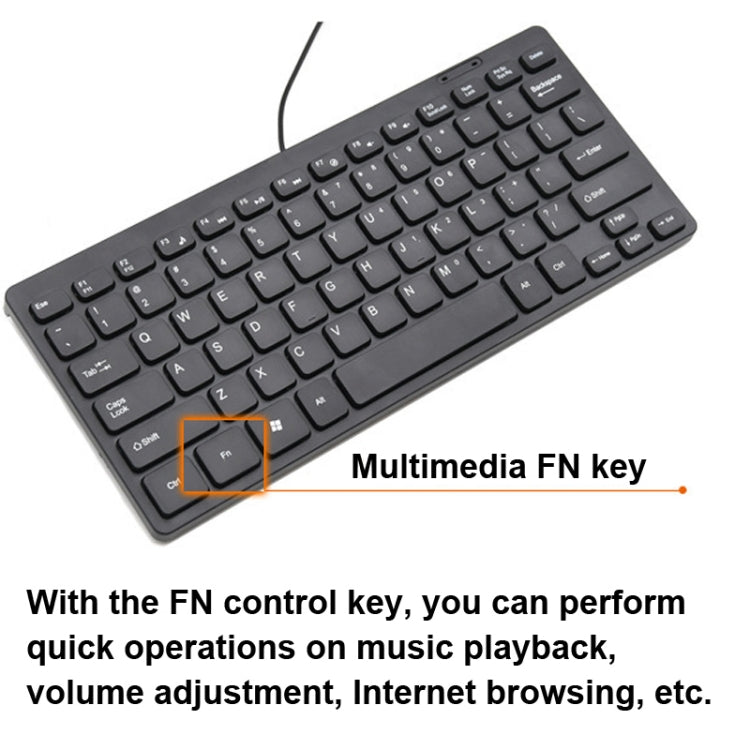 K1000 87 Keys Thin Wire Small Keyboard Multimedia Mini Keyboard