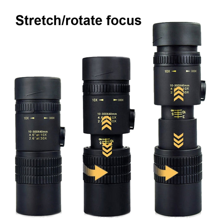 10-300x40 Monocular HD Telescope BAK4 Prism Telescope,Style: With Photo Holder+Tripod