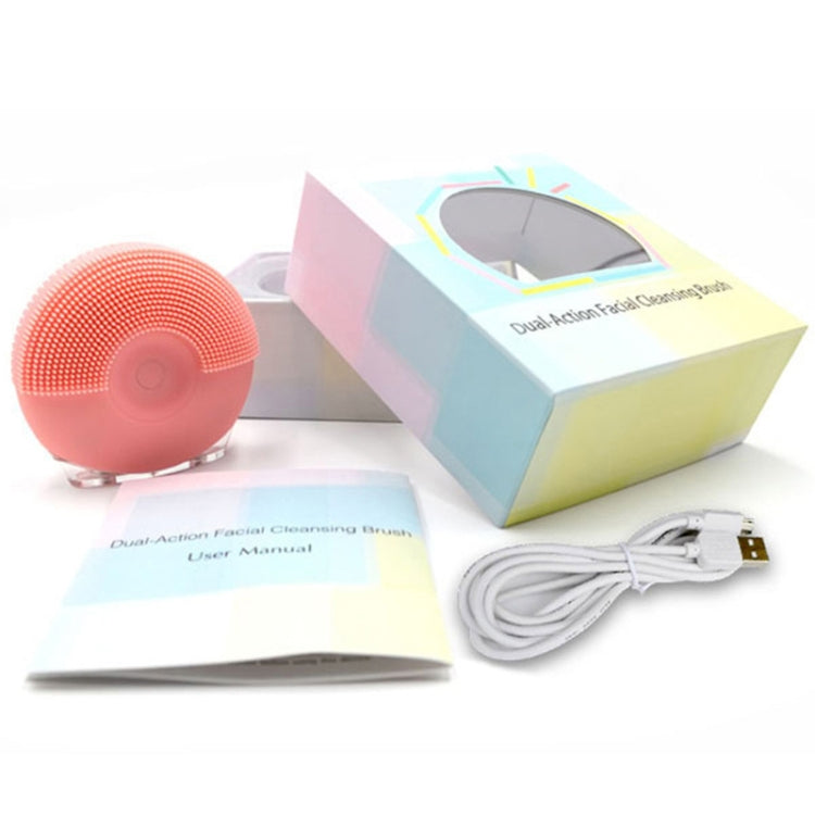 Silicone Sound Wave Vibration Massage Pore Cleaning Beauty Brush, Colour: Rose Red
