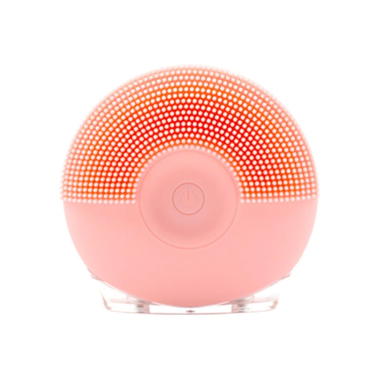 Silicone Sound Wave Vibration Massage Cleansing Bristles Pore Cleaning Beauty Brush, Colour: Pink