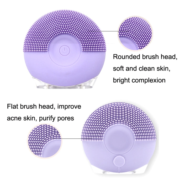 Silicone Sound Wave Vibration Massage Cleansing Bristles Pore Cleaning Beauty Brush, Colour: Green