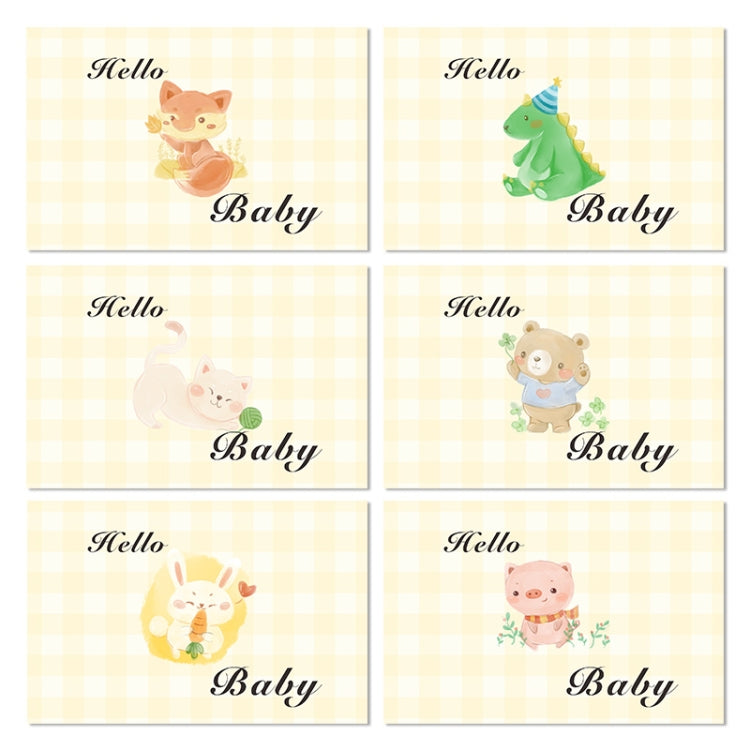 5 Sets Cartoon Animal Baby Shower Invitation Greeting Card(6 PCS/Set Including Envelopes)