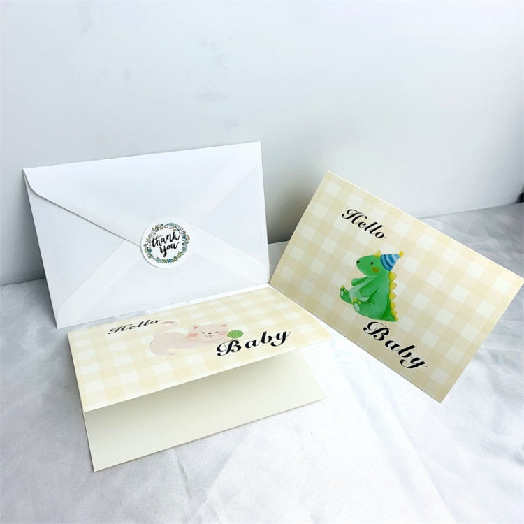 5 Sets Cartoon Animal Baby Shower Invitation Greeting Card(6 PCS/Set Including Envelopes)