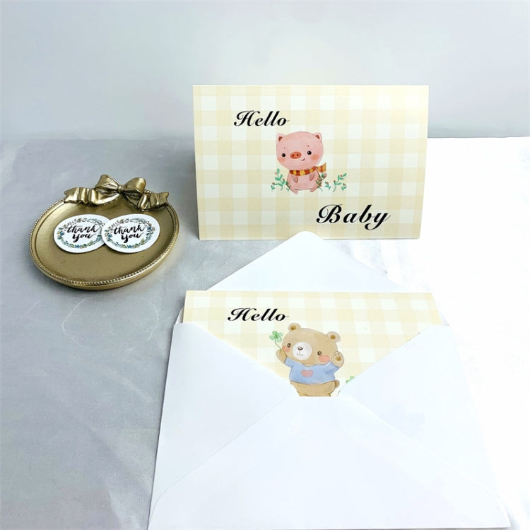 5 Sets Cartoon Animal Baby Shower Invitation Greeting Card(6 PCS/Set Including Envelopes)