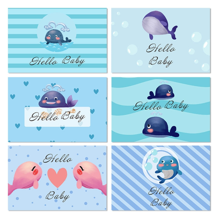 6 PCS / Set Pink and Blue Whale Baby Party Invitation Card(As Show)